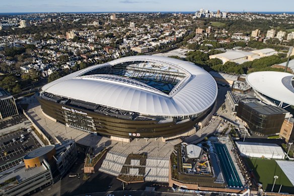 An aerial view of the newly completed Allianz Stadium.