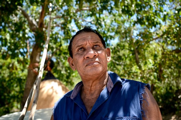 Alfonso Cox at their remote outstation home called Gnylmarung on the Dampier Peninsula.