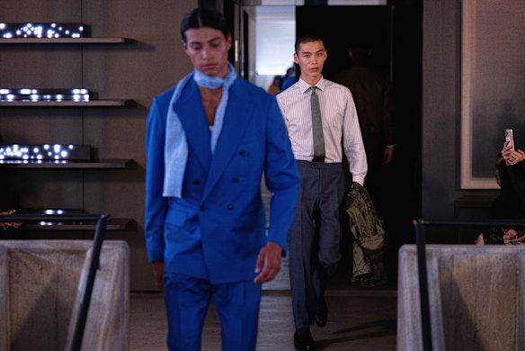 Bold colours joined designer Joe Farage’s suiting palette at the Farage menswear show at the brand’s Darlinghurst flagship store on the third day of Australian Fashion Week.
