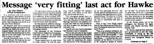Tony Wright's report on Bob Hawke's last act as prime minister, from <i>The Canberra Times</i> of December 21, 1991.