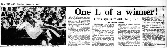 O’Neil got the win and an extra L at Kooyong, as reported by The Age.