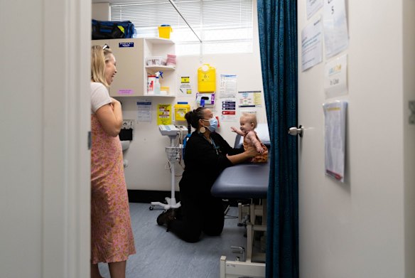 Mel Briggs, with Brittney Resch and her baby, Georgie, at Waminda.