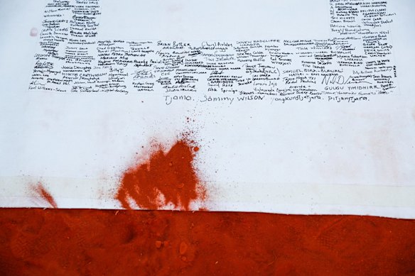 The Canvas on which the Uluru Statement from the Heart would later be painted on. May 2017