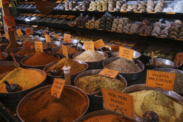 Herbs and spices available at the Valley View Continental Spices & Groceries store. 