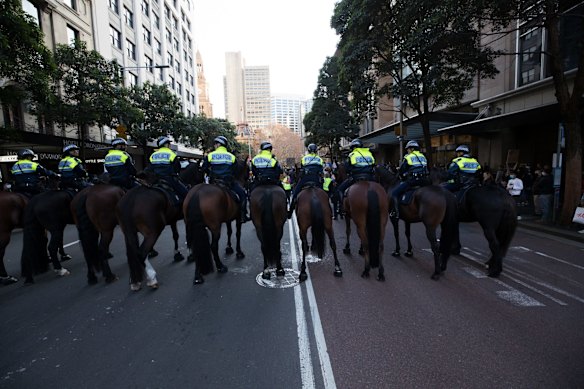 Protesters at the Black Lives protest in Sydney against racism and police brutality.