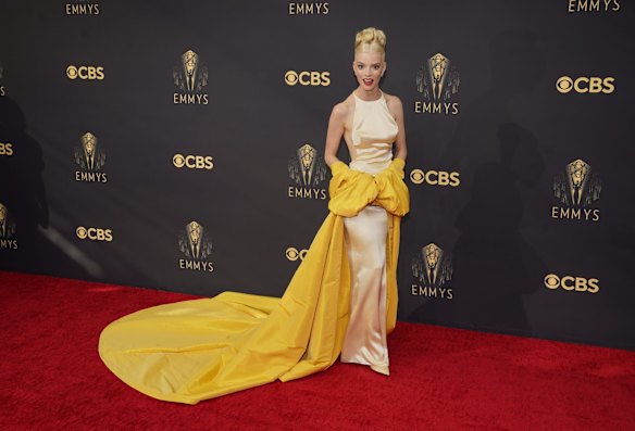Anya Taylor-Joy arrives at the 73rd Primetime Emmy Awards wearing Christian Dior Haute Couture.