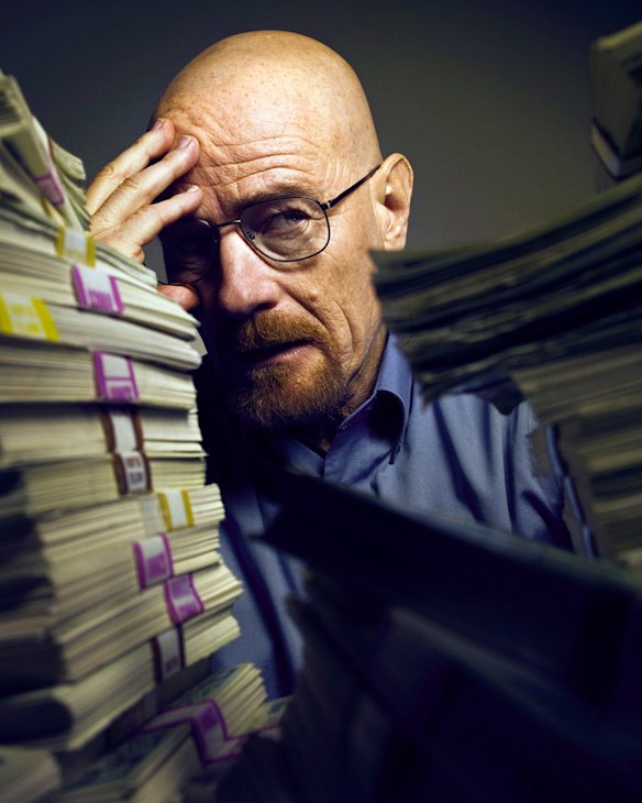 <i>Breaking Bad</i> focuses on the exploits of teacher-turned-drug manufacturer Walter White (Bryan Cranston).
