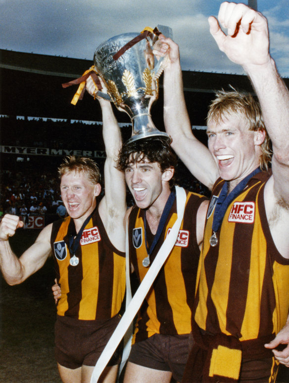 Andy Collins (far left) after the 1989 grand final.