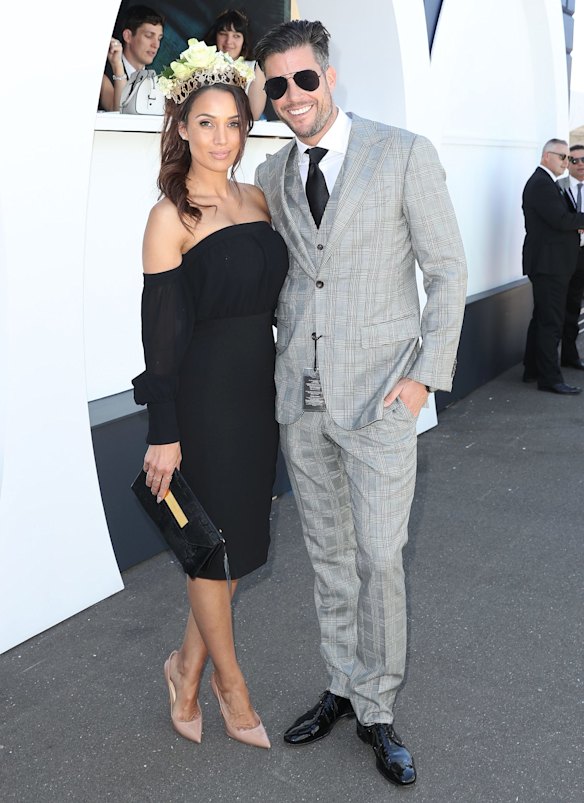 The Bachelor (2015) Sam Wood and Snezana Markoski arrive at Derby Day 