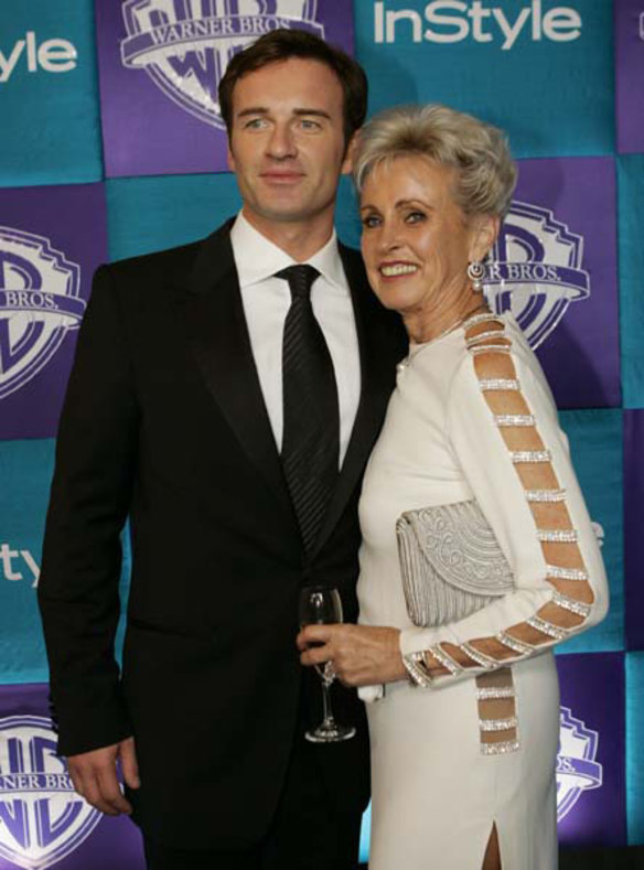 Actor Julian McMahon poses with his mother Lady Sonia McMahon in Beverly Hills, California in 2005.