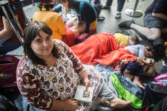 Ashton Tozer lined up from 2am with her son Florian and younger brother Caleb.