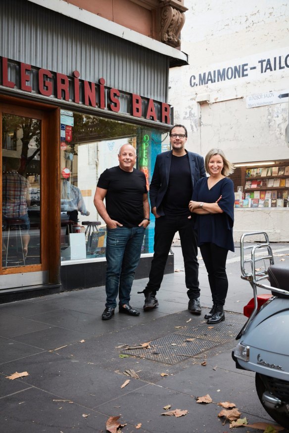 Chris Lucas with Sepia's Martin Benn and Vicki Wild, pictured in Melbourne, where they'll open a new restaurant next year.