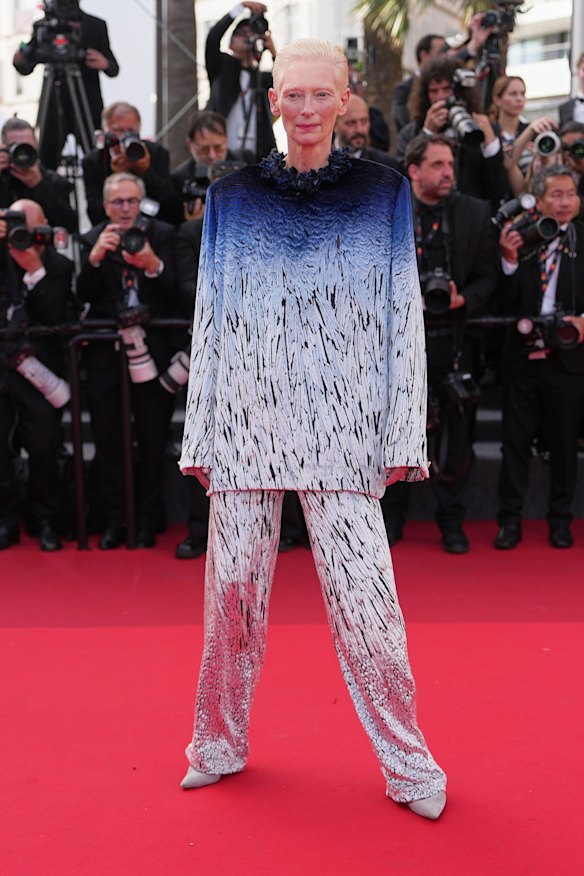 Tilda Swinton in Chanel haute couture at the Cannes Film Festival.
