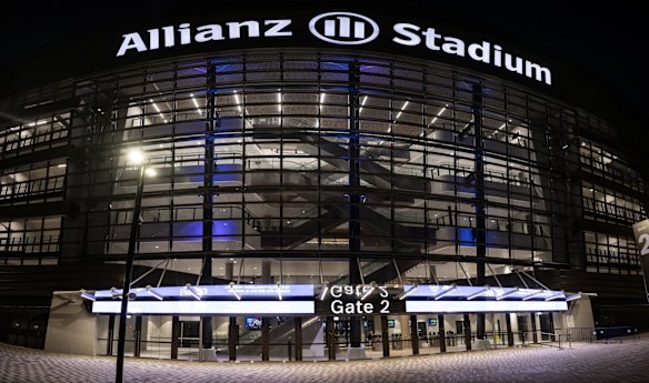 The new stadium lights up.