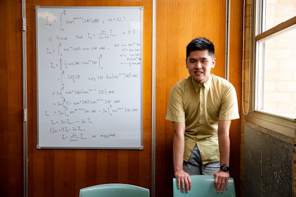 Baulkham Hills High School's Caleb Hsiung who achieved a 99.95 ATAR with his high maths marks. The school shot up to place equal second in HSC maths rankings this year.