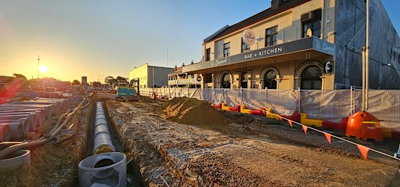Work outside the Commercial Bar and Kitchen during the Midland Station build.