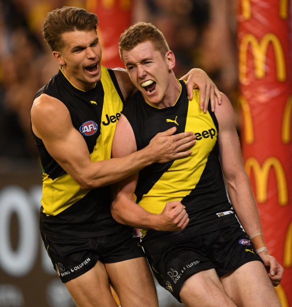 Dan Butler (left) and Jacob Townsend show their joy. Photo: AAP