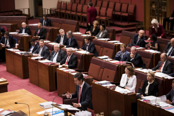 The new-look government benches in the Senate.