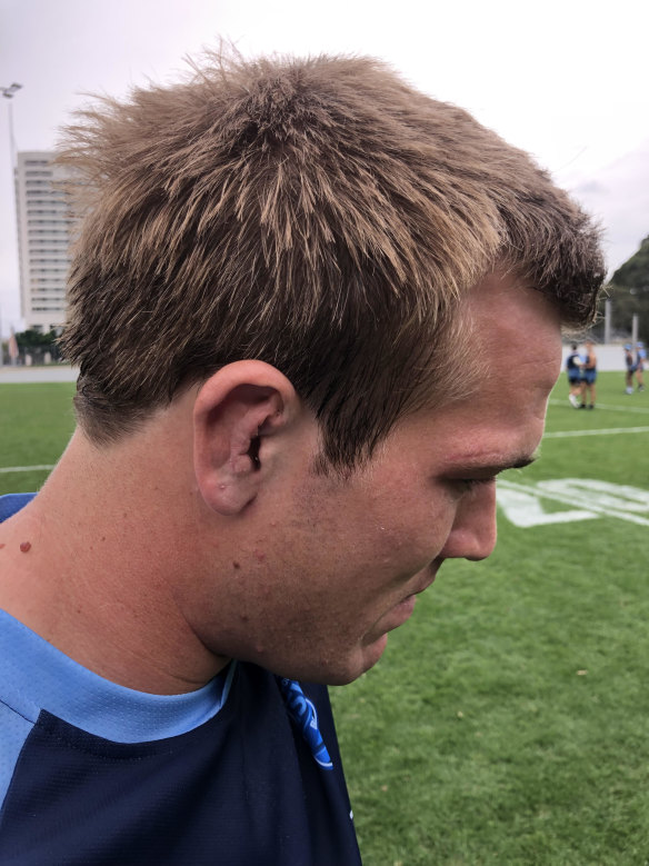 Ear bashing: Jake Trbojevic has had issues with his right ear, which will help block out one half of Suncorp Stadium.