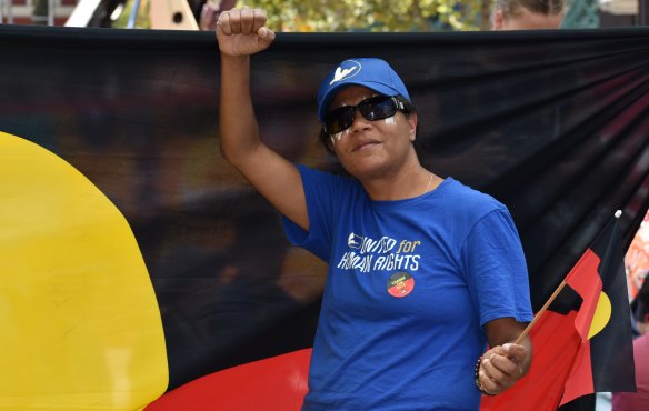 Aboriginal artist and tent embassy representative Louisa Edwards.