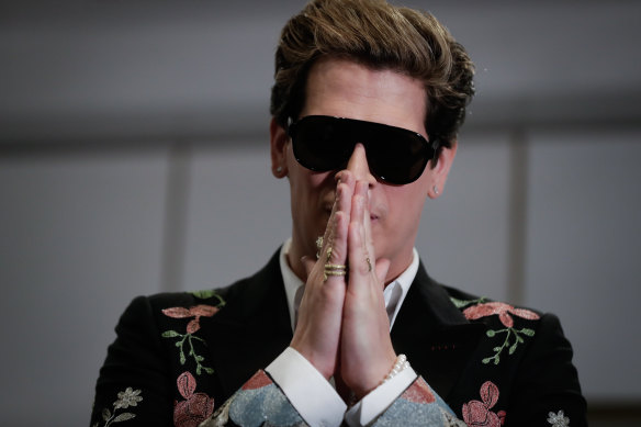 Milo Yiannopoulos is hosted by Senator David Leyonhjelm during an event at Parliament House in Canberra in December.