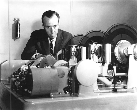 High-tech: Gordon Gow, the voice of  'George' the talking clock when it was mechanised in 1954. 