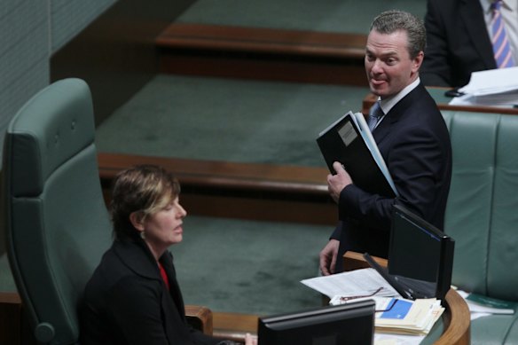 Manager of Opposition Business Christopher Pyne is suspended from Question Time by Acting Speaker Anna Burke at Parliament House in Canberra.