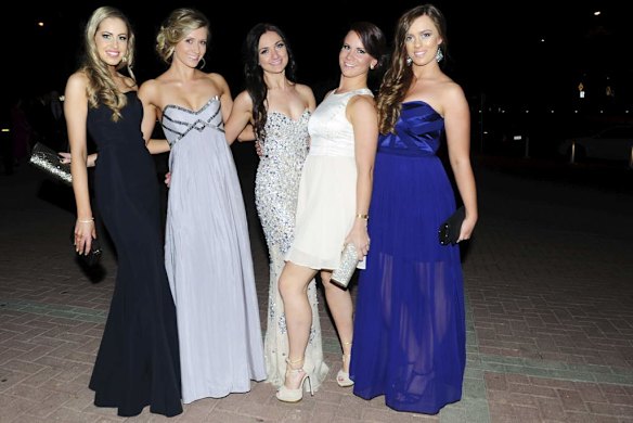Meninga Medal presentation night at the AIS Arena in Canberra. Raiderettes l-r Gabrielle Ide, Alaina Brown, Clare Shehan, Mischa Calnan and Ellie Macrae.