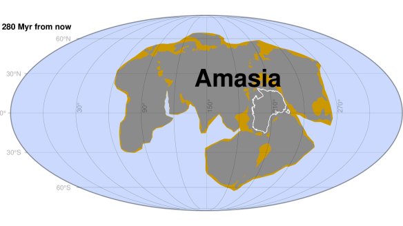 One interpretation of Amasia is another possible supercontinent that could be more hospitable than Pangea Ultima.