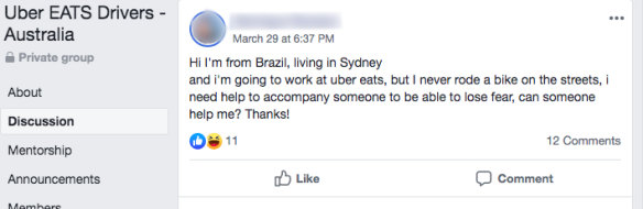 Cause for concern: One user who had recently signed up to Uber asked if a fellow rider would "accompany" him on their first job. 