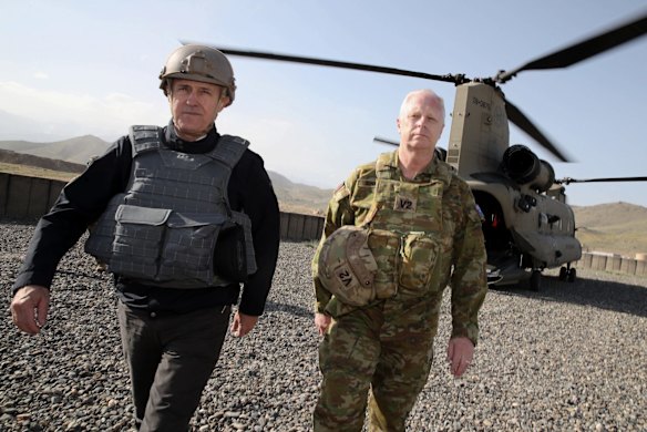 Malcolm Turnbull and ADF chief Air Marshall Mark Binskin in Afghanistan.