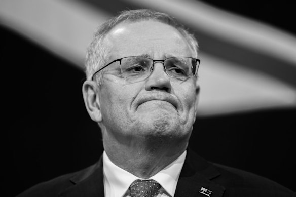 Prime Minister of Australia Scott Morrison concedes defeat following the results of the Federal Election during the Liberal Party election night event at the Fullerton Hotel in Sydney, Australia. The Australian federal election will be held on Saturday 21 May 2022 with Prime Minister Scott Morrison looking to secure the Coalition government a fourth term while Opposition leader Anthony Albanese is hoping to bring Labor back into power.
