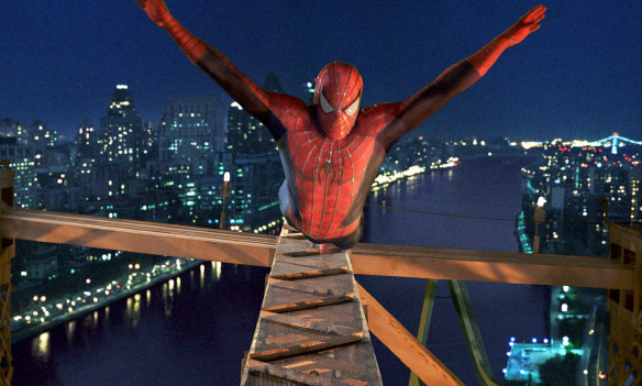 Tobey Maguire stars as Spider-Man  in the title role in the new action adventure film.