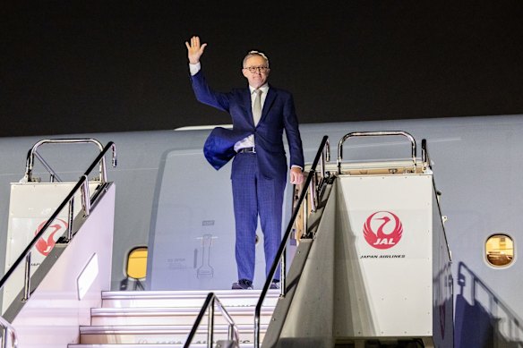 Prime Minister Anthony Albanese arrives in Tokyo, Japan for the Quad leaders' summit.