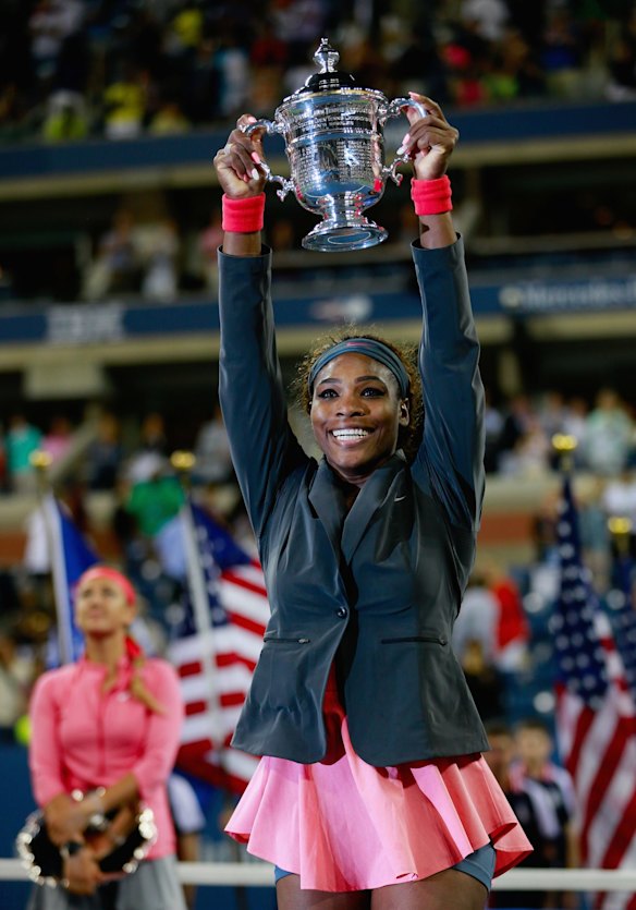 2013 US Open - Serena Williams with the trophy after winning against Victoria Azarenka of Belarus.