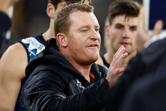 Tough times: Carlton coach Michael Voss needs to find a way to rally his side.
