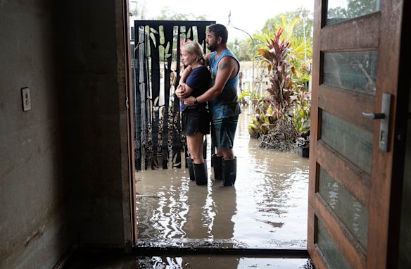 Wayne and Sarah Marriott are just starting the cleanup of their property in Wardell in the flooded Northern Rivers region of NSW. 