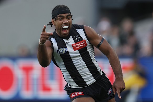 Happy days: Magpie Isaac Quaynor has a key role to play in the Magpies’ finals bid.