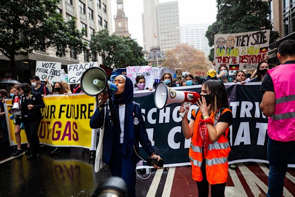 School Strike 4 Climate outside Town Hall in Sydney.