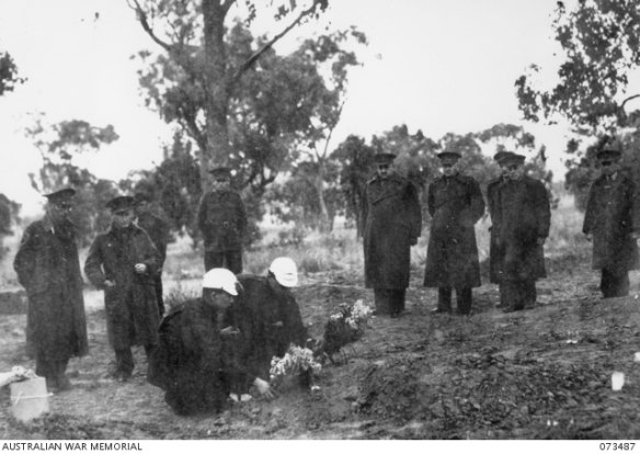 The burial of Japanese prisoners of war who lost their lives in the mass outbreak from B Camp.