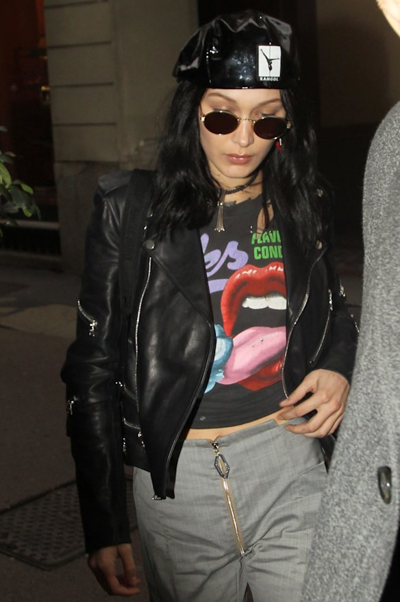 Head of the beret fashion revolution ... Bella Hadid.