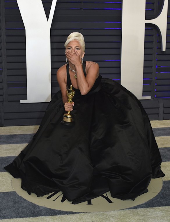 Lady Gaga, arrives at the Vanity Fair Oscar Party in Beverly Hills, California.