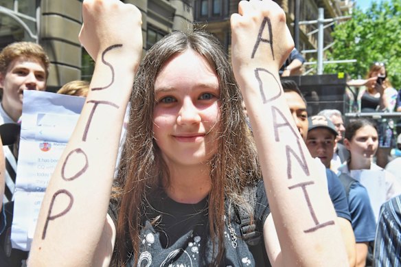 Thousands of students protest climate change at Martin Place, Sydney.