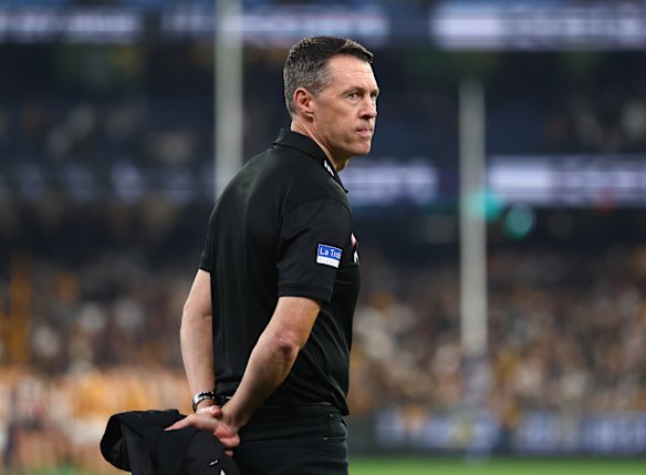 Time to reflect: Collingwood coach Craig McRae directed a comment at Brodie Grundy during the loss to the Sydney Swans.