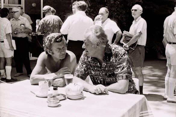 ALP conference at Terrigal, Bob Hawke and Gough Whitlam, 4th November 1975.