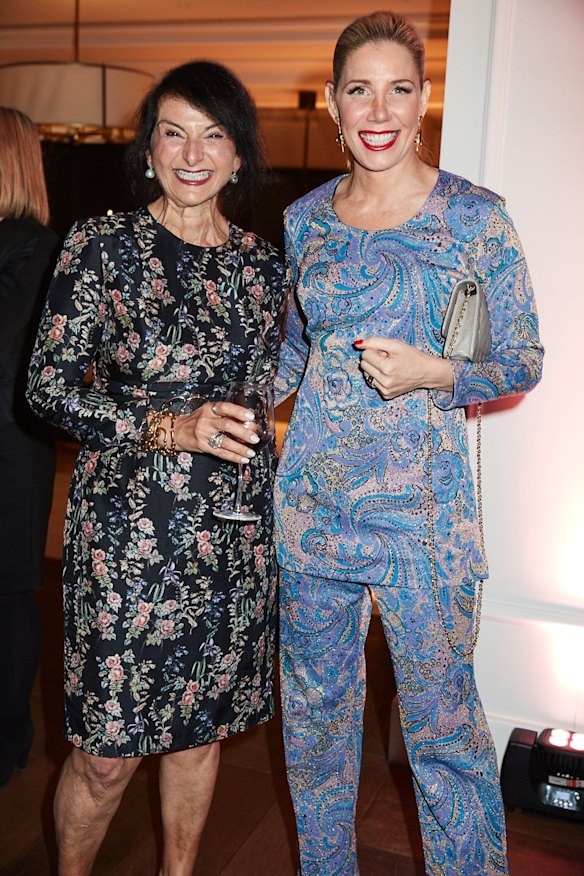 Real Houswives of Sydney star Athena X (R) and fashion and lifestyle consultant Marilyn Bracks (L) at the Pink Hope #KnowYourRisk dinner.