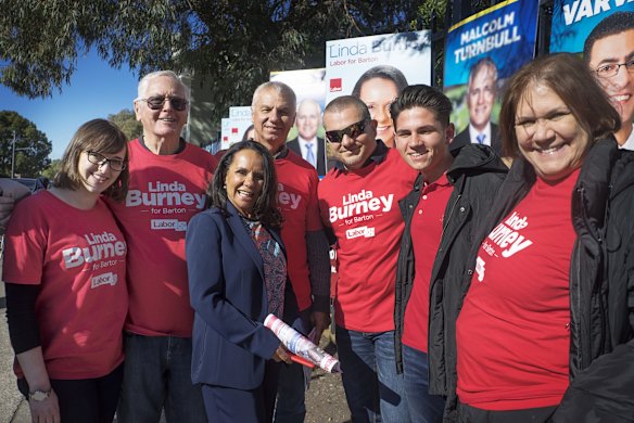Labour Candidate for Barton with Labour volunteers at Rockdale Public School Polling station this afternoon.