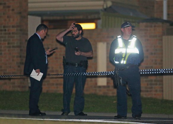 Police at the scene of the Endeavour Hills shooting.