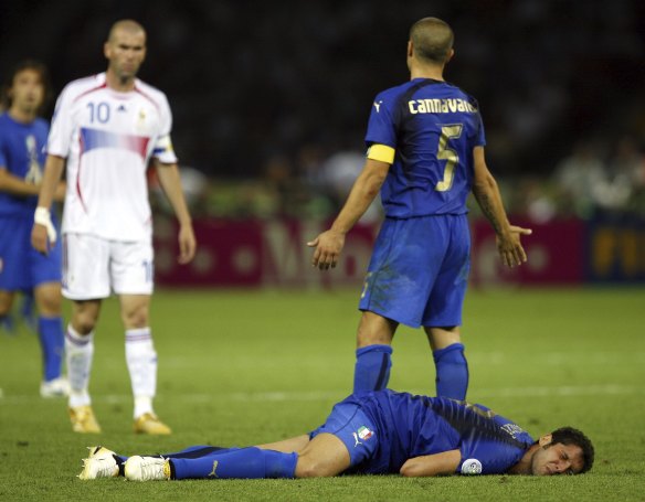 Zinedine Zidane after headbutting Marco Materazzi in 2006.