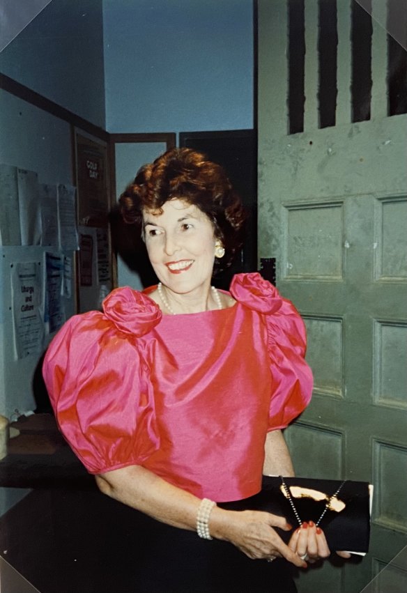 Zampatti’s rose dupion blouse (1988), worn by Florence Zietsch and lent to the Powerhouse by Nicole Trotter and Tracey Zietsch.